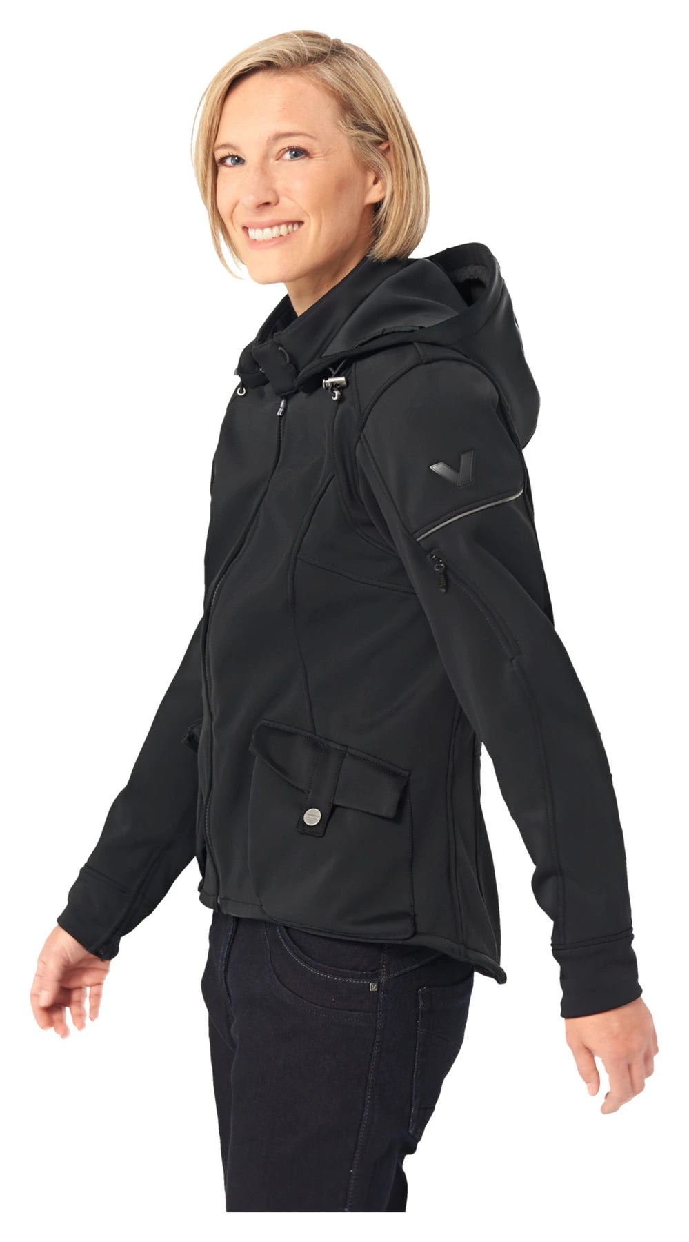 Sieviešu ūdensizturīga softshell motojaka Vanucci VUJ-1 — Melna